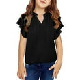 thumbnail image 4 of Hienoo Tween Girls T-Shirt Ruffle Solid Short Sleeved T Shirt Children's Casual Tshirt, 4 of 4