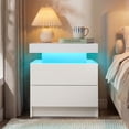 thumbnail image 2 of Juego de mesitas de noche i-aplus LED con cajones de madera, 2 unidades, color blanco, 2 of 8