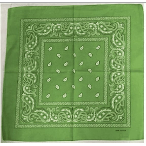 6 Lime Green Bandana Paisley Head Wrap 100% Cotton 22"X22"