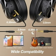 OneOdio Bluetooth Over-Ear Headphones with Mic | Wireless & Corded Dual-Mode Headphones for Drum Piano PC Phones Laptop-72 Hours Playtime-A70 Gold