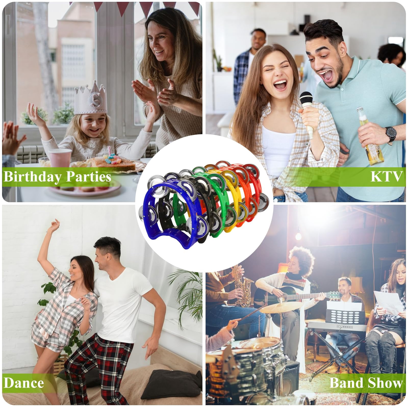 30pcs Tambourines For Adults  Musical Instrument Tamborines Bulk With 4 Bells Handheld Percussion Drum Tambourine Church Christian Birthday Christmas Party