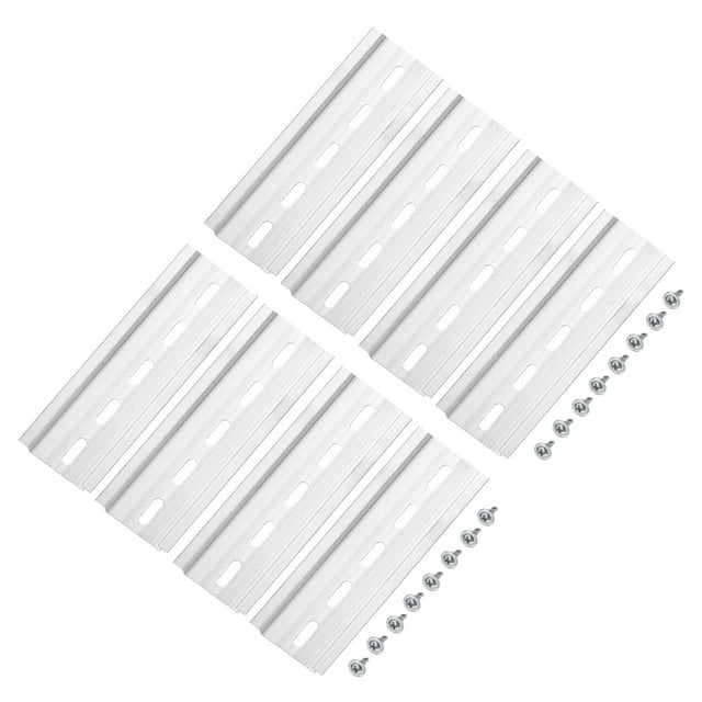Unique Bargains DIN Rail Slotted Aluminum Mounting Guide 4' x 1.4' x 0.3' Silver Tone 8 Pcs