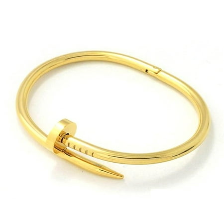 bangle nail bracelet stainless yellow steel gold