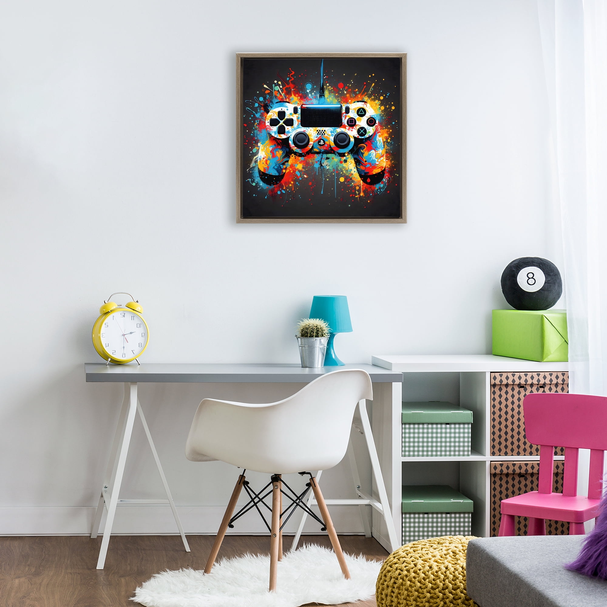 Stupell Industries Colorful Controller Swirl Brown Framed Floater Canvas Wall Art, design by Creative Studio