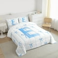 thumbnail image 3 of Castle Fairy Teens Boys Girls Bowknot Personalized Initial E 3 Pieces Queen Comforter Set,Blue Geometric Stripes Ultra Soft Bedding Sets,Dreamy Princess Bedding Comforter Set, 3 of 8