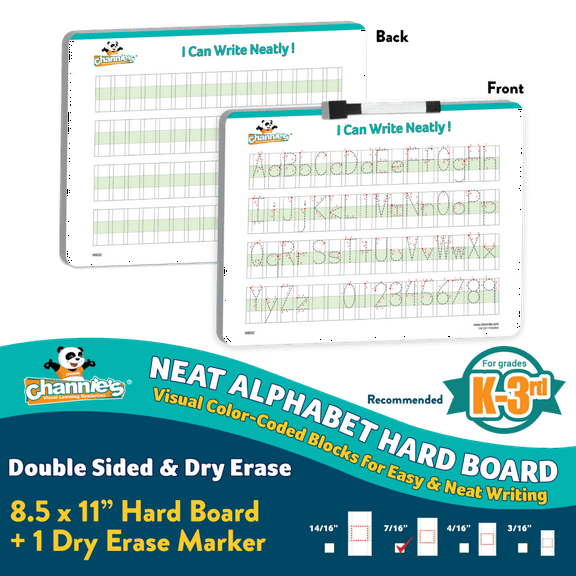 Channie's Alphabet Hard Whiteboard with Dry Erase Marker
