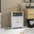 thumbnail image 2 of kleankin Bathroom Floor Storage Cabinet with Double Doors Adjustable Shelf, 2 of 10