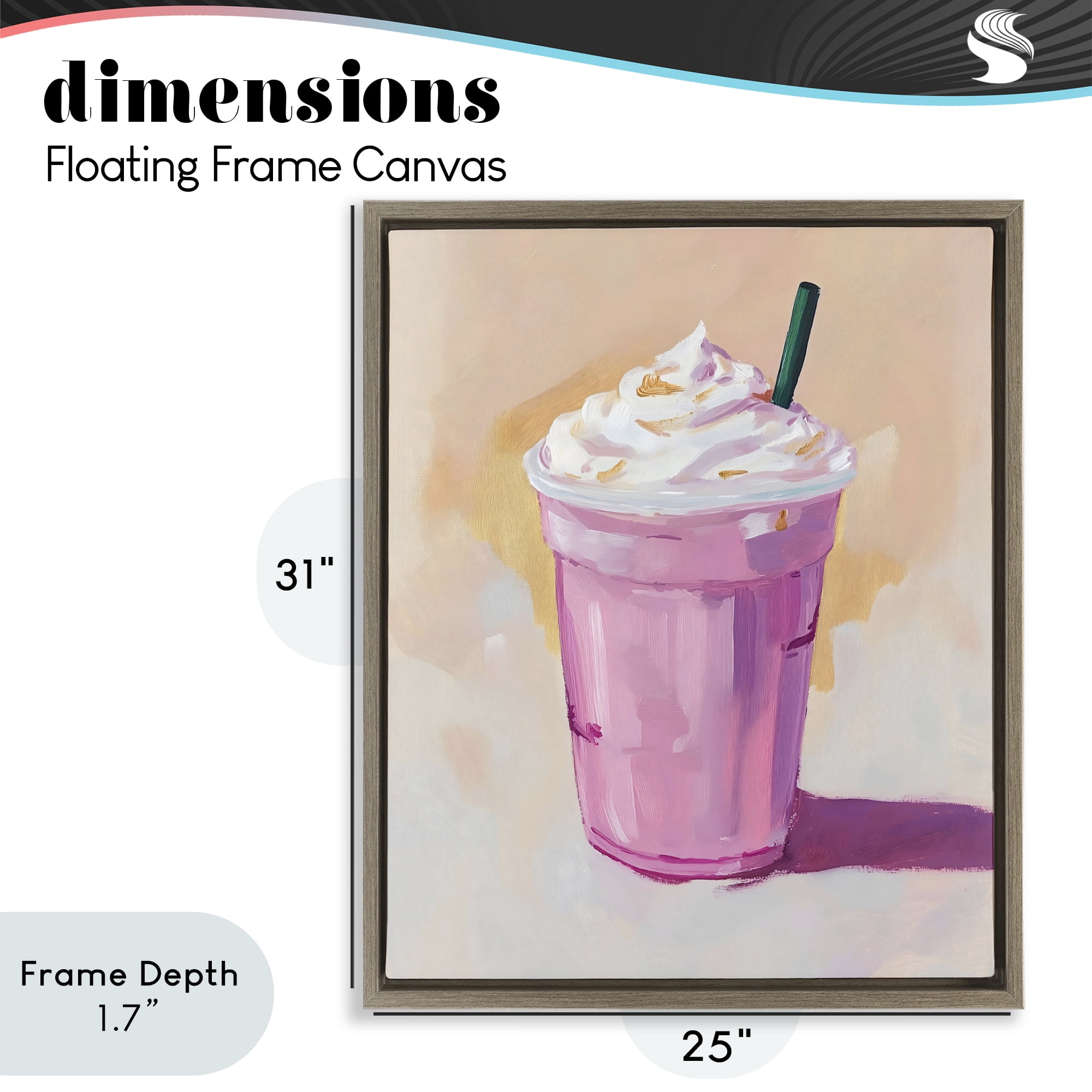 Stupell Industries Pink Strawberry Shake Brown Framed Floater Canvas Wall Art, design by The Prints Vibe