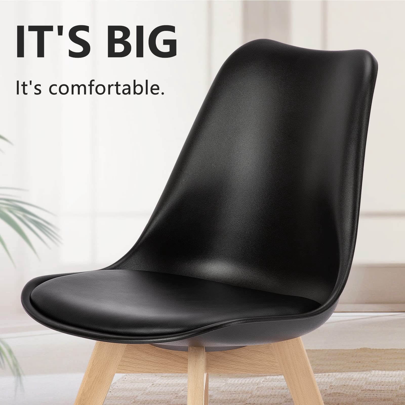 PU Leather Dining Chairs with Wood Legs – Indoor & Outdoor Use