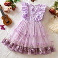 thumbnail image 4 of Eltusu Summer Casual Dresses for Girls, Princess Crewneck Ruffle Sleeve Short Sleeve Kids Dresses Purple Size 12-18 Months, 4 of 8
