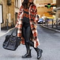thumbnail image 3 of Femmes Mode Outwear Plaid Imprimé Revers à Manches Longues Veste Longue Trench-Coat, 3 of 9