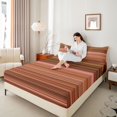 thumbnail image 3 of Castle Fairy Hippie Horizontal Stripe King Sheets 4pcs,Bohemian Thin Line Bedding,Terracotta Pink Brown,1 Flat Sheet, 1 Fitted Sheet and 2 Pillowcases, 3 of 7