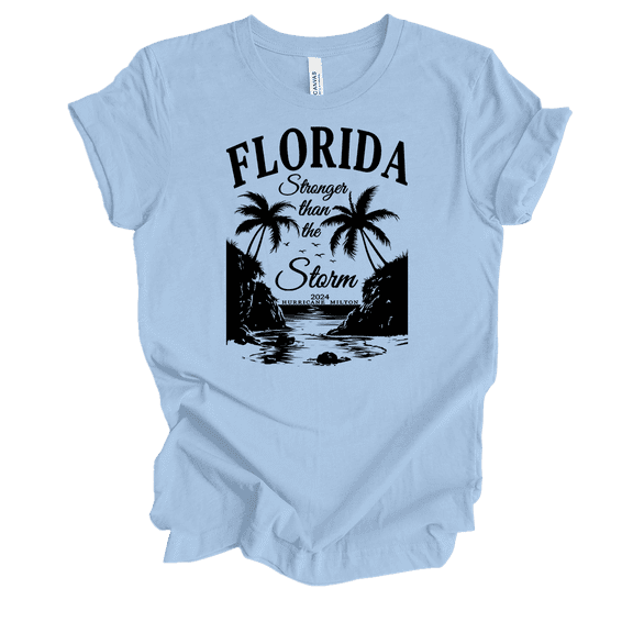 Trenz Shirt Company Ladies Florida Strong Hurricane Milton Ocean Scene Short Sleeve T-Shirt-Baby Blue-Small