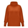 thumbnail image 3 of Dyfzdhu Turtleneck Sweaters for Women Plus Size Trendy Solid Color Button Long Sleeve Knit Pullover Sweater Red, 3 of 9