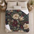 thumbnail image 5 of Winter Magnolia Floral Pattern with Red Berries, Pine Cones and Evergreen Leaves, Warm Flannel Blanket, Home Decor for Women, Bedroom and Living Room, Christmas Gift, Botanical Art, 5 of 9