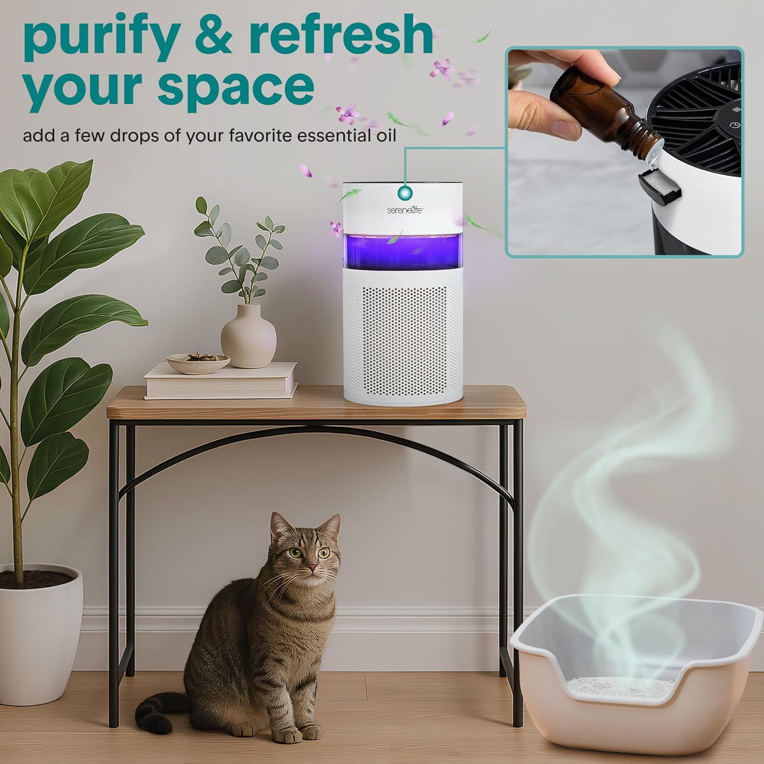 Portable Purifier for Home Allergies Pet Hair Bedrooms HEPA Filter Timer Sleep Mode White