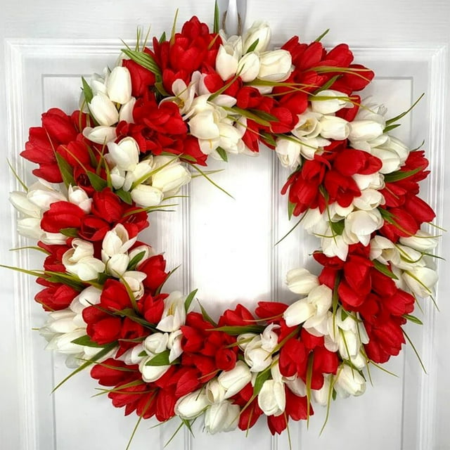 Decoración de puerta para el Día de la Madre y el Día de San Valentín para bodas y celebraciones Corona romántica de tulipanes