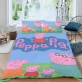 thumbnail image 2 of Peppa Pig Conjunto de sábanas temático, trío de piezas, cómodo y amigable con la piel, diseño único, regalo de decoración para el hogar para familiares, amigos y fans,173X218cm, 2 of 6