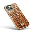 thumbnail image 4 of Luxurious Plating Case for iPhone 15 Pro Max, Business Crocodile Pattern Premium PU Leather Full Coverage Protective Basic Electroplated Bumper Phone Case Cover for iPhone 15 Pro Max - Brown, 4 of 6