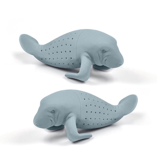 Creative Manatee Tea Maker Silicone Tea Maker Sea Lion Silicone Tea Bag Tea Strainer (2 Piece) (grey)