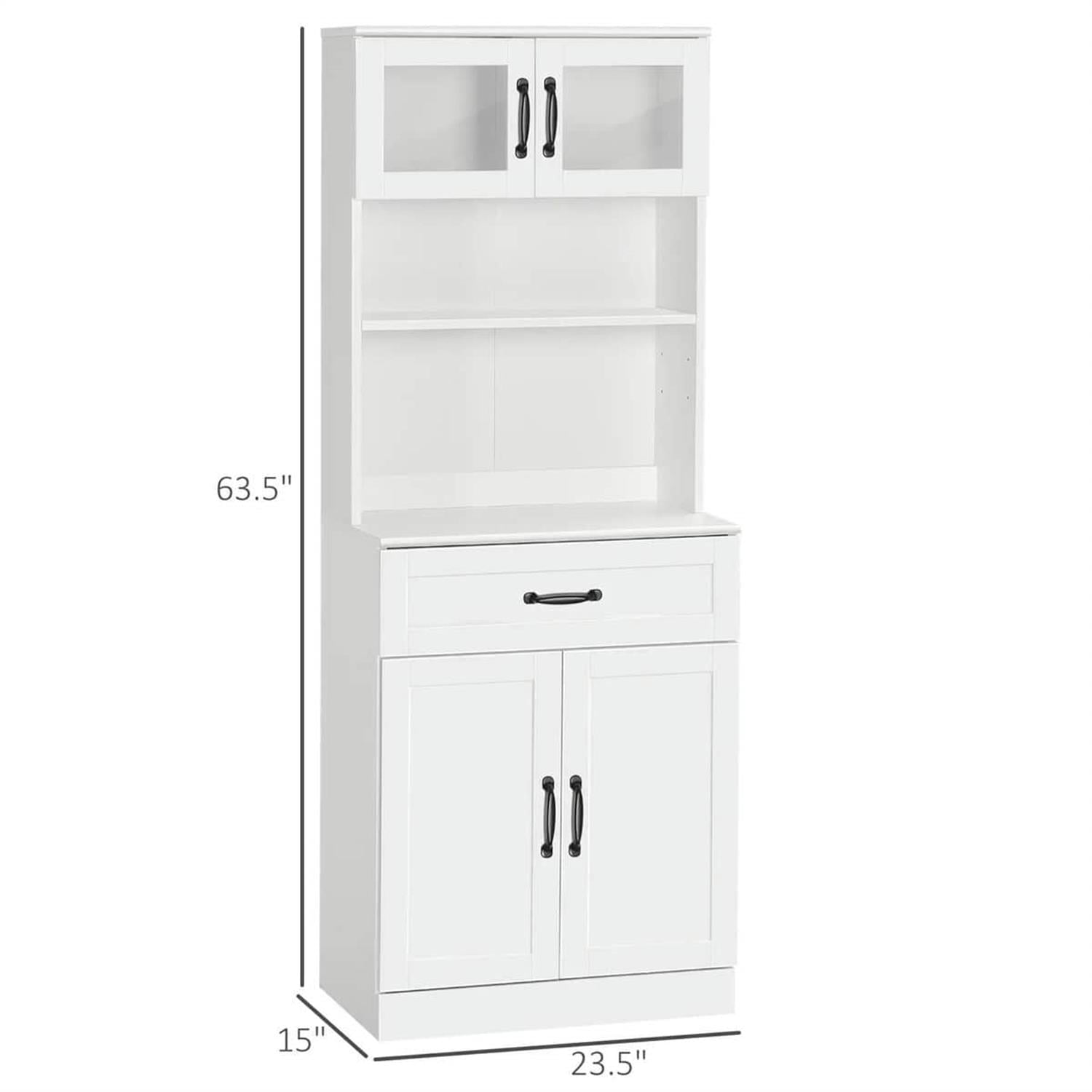 Demi Bonn 4-Door Kitchen Pantry Cabinet with Hutch, 63.5" Coffee Bar, Spacious Storage for Dining Rooms, Easy Assembly, White