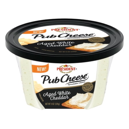 President Pub Cheese Aged White Cheddar Cheese Spread, 8 oz (Refrigerated)