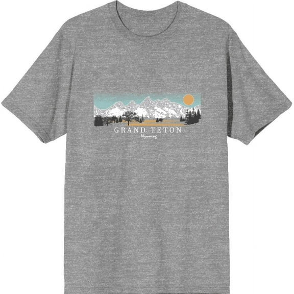 Adventure Society Grand Teton Wyoming Crew Neck Short Sleeve Adult T-shirt-Medium-Heather Gray