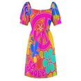thumbnail image 6 of 2024 Bright Pop Art Colorful Peace and Love Flower Power Art Dress Women's summer dresses summer dress elegant women's sets, 6 of 7