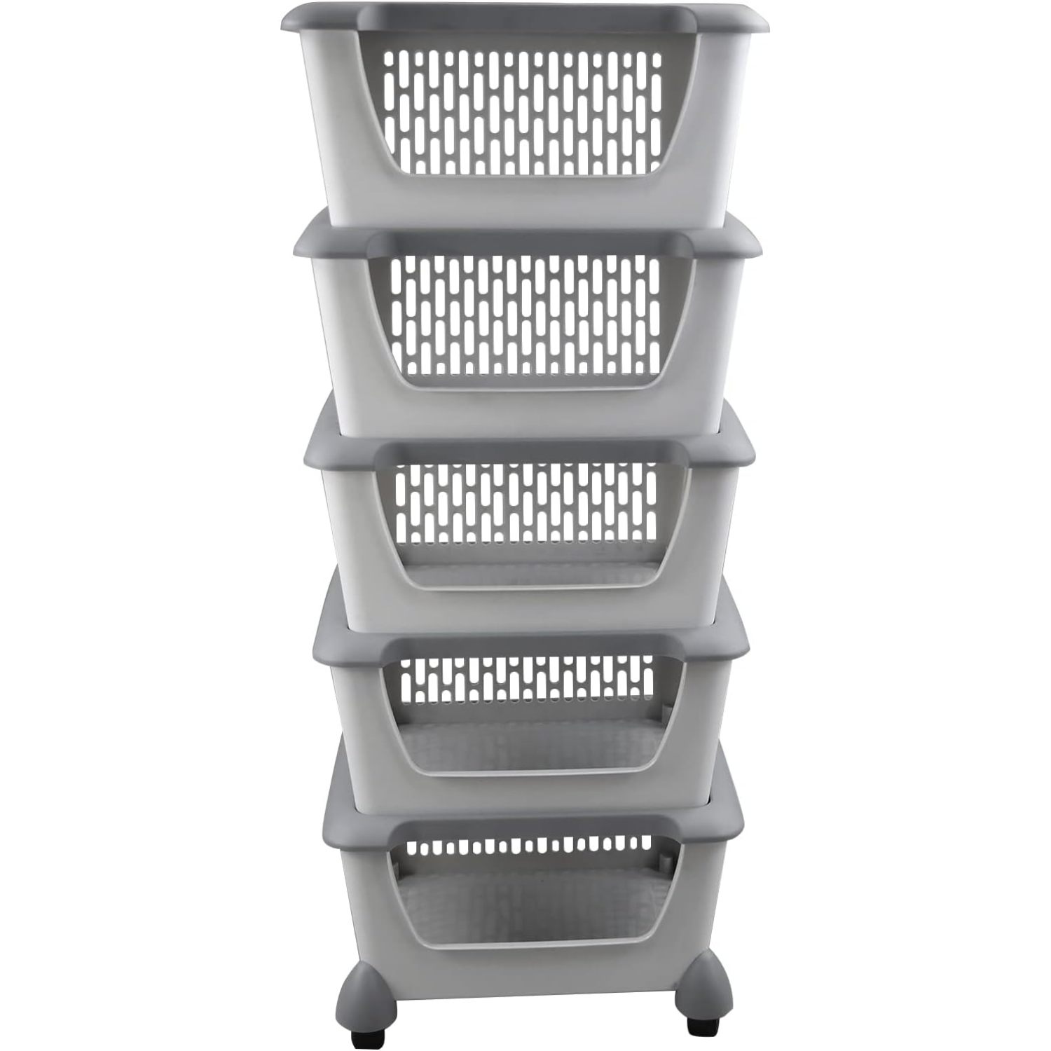 SEYATPOOL 5Pack Plastic Stackable Storage Basket with Lids, Stacking