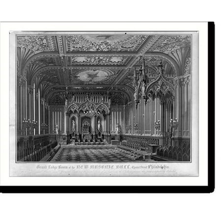 Historic Print, Grand Lodge room of the new Masonic Hall, Chestnut Street Philadelphia, 18" x 24"