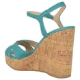 thumbnail image 3 of Soda Shoes Women High Wedge Sandals Open Toe Ankle Strap Platform Doris-S Blue Teal Turquoise 6.5, 3 of 4