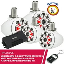 New Kicker 2-Pack 45KMTC65W 6.5" Tower Speakers, 48PXA4004 Amp & Amp Wiring Kit