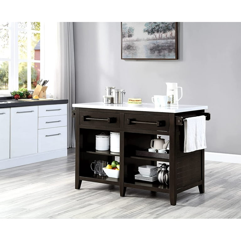 Espresso kitchen discount island with seating