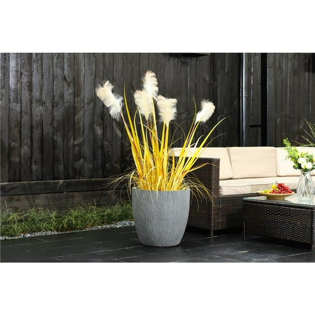 Luxen Home 11.75in. H Jardinière MgO Grise Ronde