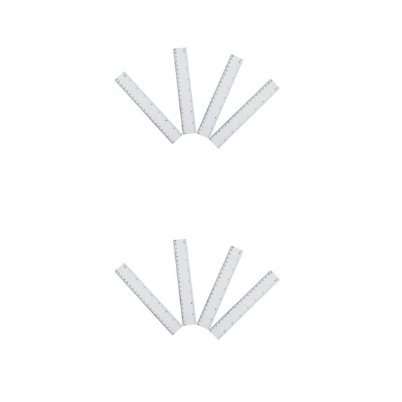MLINS 8 pcs 8 inches Plastic Ruler Straight Ruler Plastic Measuring Tool Strong Hard Mathematical Geometry Tool (White)