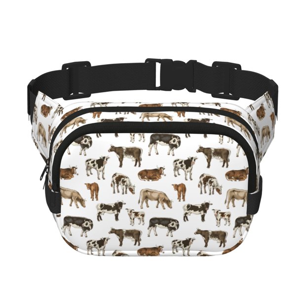 Balery Cow Mochila Cinturón para Mujeres y Hombres, Bolsa de Cintura Impermeable de Doble Capa con Correa