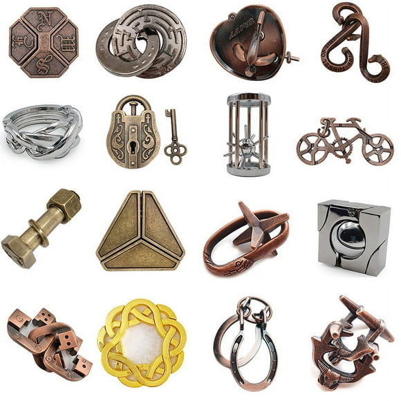 Cerradura Cerebro Ardiente Rompecabezas Mágico Dorado Rompecabezas para Adultos de Alto Coeficiente Intelectual Nueve Serie Juguetes Educativos Cerradura Mágica Aguja