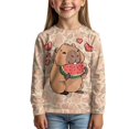 thumbnail image 2 of Garronmavis Cartoon Capybara Girls Long Sleeve T-Shirts 7-8 Casual Watermelon Long Sleeve Crewneck T-Shirts Tee Tops Versatile Kids Fall Tops Crewneck Basic Tees for Daily Life, 2 of 7