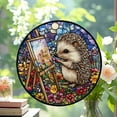 thumbnail image 2 of Boho Hedgehog Painter Stained Glass Window Hanging Suncatcher, Gothic Christmas Ornaments for Fiction Lovers, Dinosaur Room Decor for Nursery New Home Gifts, Stained Glass, 2 of 6