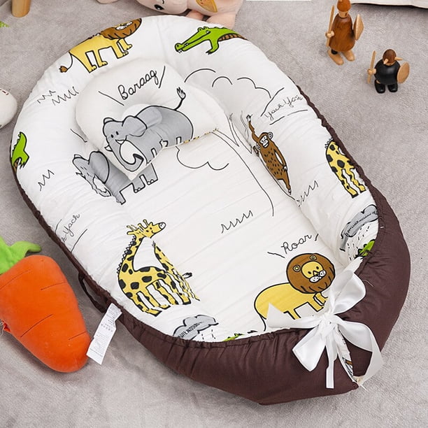 Cama de bebé con almohada, cuna portátil de viaje, cuna de algodón para recién nacido, cuna parachoques Fivean unisex