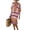Pink, variant on Kvture Dresses for Women Linen 3/4 Sleeve Midi Dresses Linen Striped Dress Summer V Neck Boho Vacation Dress Casual Outfits Black