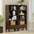 thumbnail image 3 of Simpli Home Harper 24W 4 Shelf Bookcase with Drawer (Set of 2) in Walnut Brown, 3 of 7