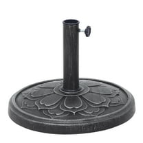 Abble 27 lbs. Lotus Design Umbrella Base Outdoor Market Umbrella Stand for Patio, Garden, Backyard, Poolside in Antique Silver
