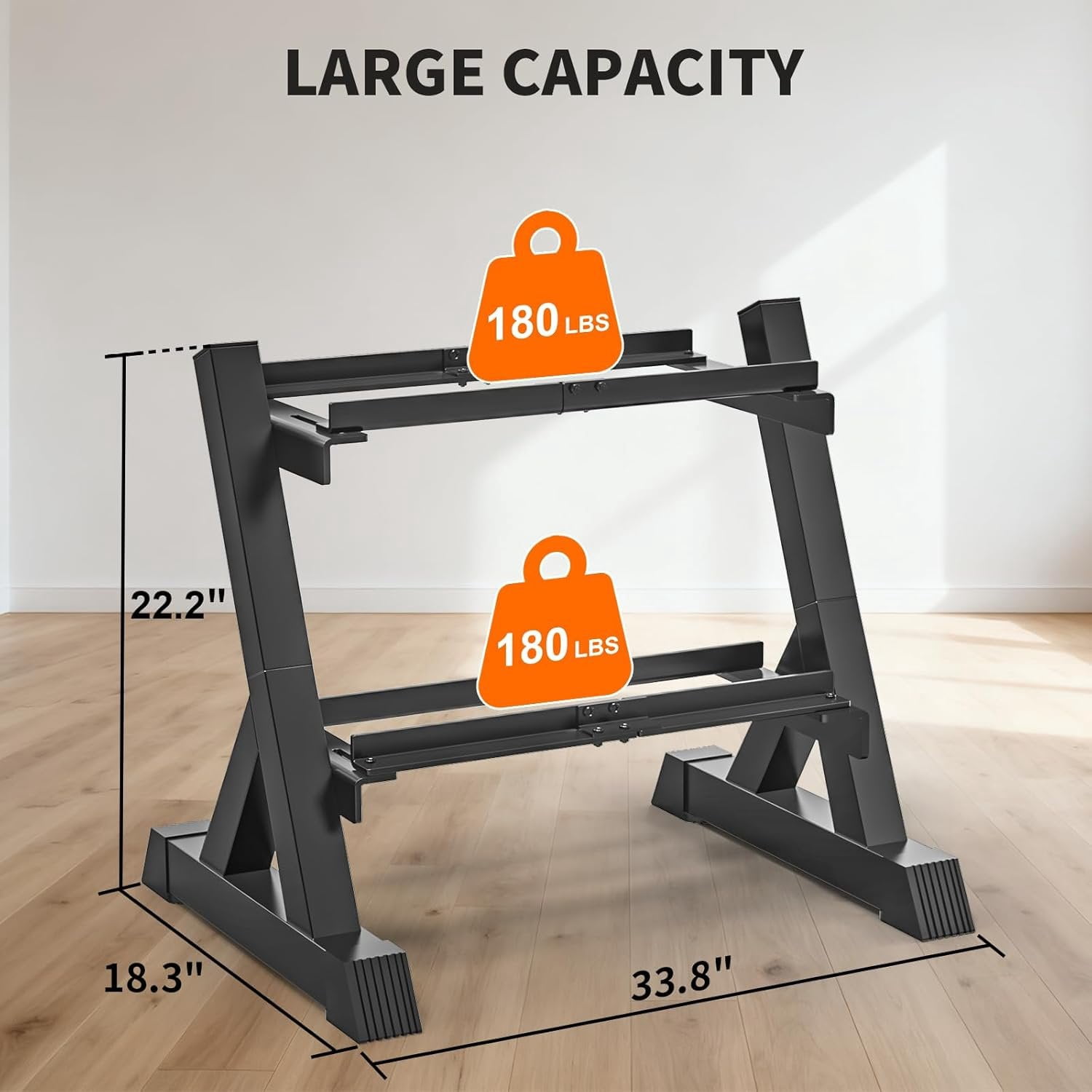 Dumbbell Rack Stand Only, 2-Tier 33 IN Length Adjustable Weight Rack for  Gym Heavy-Duty Metal Weight Stand Holder for Dumbbells, Kettlebells, 360 lb Capacity (Dumbells not included)