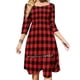 thumbnail image 1 of Vestido elegante dulce a cuadros rojos y negros con cuadros estilo búfalo para mujer, vestido coreano kawaii con cuello cuadrado, cuadros estilo búfalo, 1 of 6