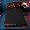 thumbnail image 4 of meiyoeat Gradient Gamepad Zipper Full Size Comforter Sets with Fitted Sheet and 2 Pillowcases for Boys Gamers, Neon Honeycomb Red Gaming Zipper Bedding Set, Black Reversible, 4 of 6