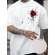 thumbnail image 1 of Camiseta de hombre 100 % algodón con estampado gráfico de rosas, informal, de manga corta y cuello redondo, para verano y actividades al aire libre., 1 of 6