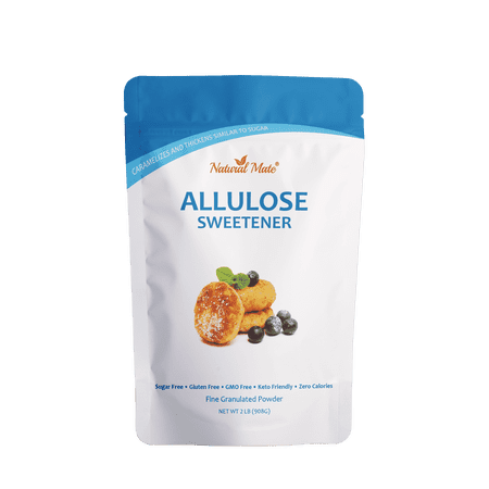 Natural Mate Allulose Natural Sweetener: Plant Based Keto Diet Friendly Sugar Free Substitute Sweetener – Baking & Beverages | Pack of 1 2-LB/Each Total Servings 227