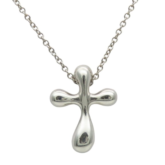 Pre-Owned Tiffany & Co. Small Cross Necklace, SV925, Elsa Peretti, Women's, TIFFANY (Good)