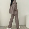 thumbnail image 6 of Women's 2 Piece Outfits Oversized Dressy Blazer Jacket Wide Leg Pants 2025 Fall Business Casual Office Work Suit Sets (3XL, Gray), 6 of 6